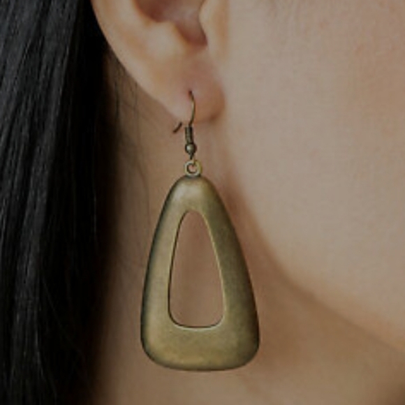 Brass Triangle Earring - Picture 3 of 3